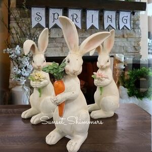 Martha Stewart Easter Bunny Rabbit Hugging Carrot Figurine Farmhouse Decor NEW